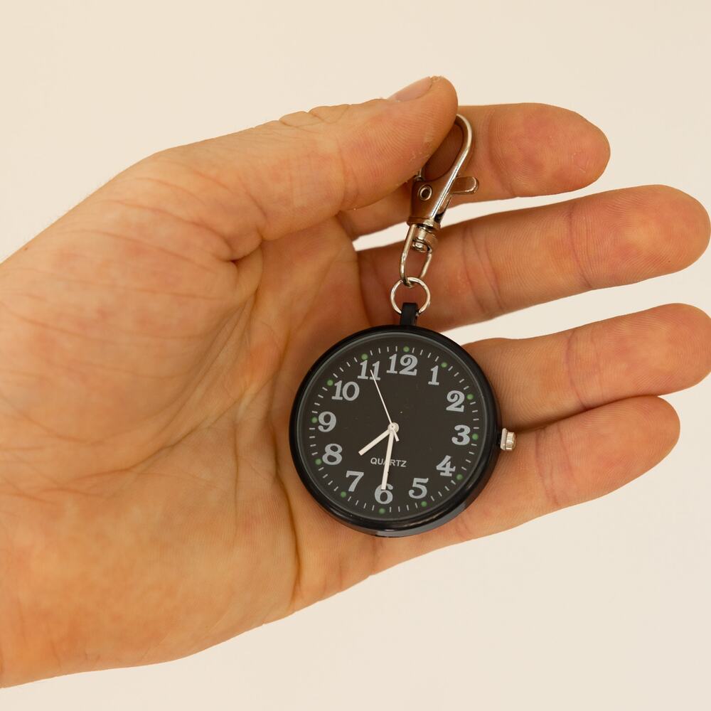 Y2K Black Digital Pocket Watch Keychain Unisex Modern Accessory New - Picture 2 of 7